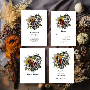 Tarjeta De Agradecimiento Otoño Caída Rústica Floral Boda Gótico