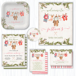 Pegatina Redonda Navidades Baby Shower Clothesline