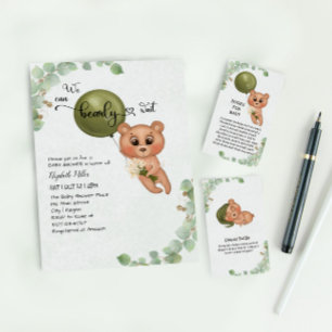 Invitación Con Relieve Metalizado Podemos pretender esperar al oso Baby Shower