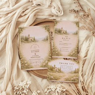 Tarjeta De Agradecimiento Capilla de jardín rústico en boda campestre
