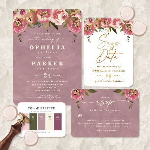 Dusty tarjeta color rosa malva marfil Boda