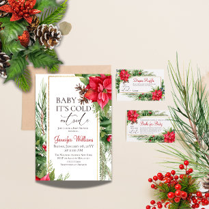 Tarjeta De Recepción Bebé, frío fuera del pañal Baby Shower invernal