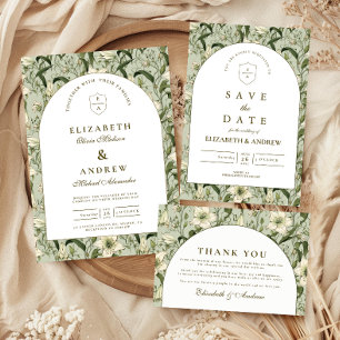 Tarjeta De Agradecimiento Boda Botánica Arco Elegante Sage