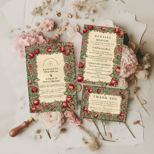 Tarjeta De Agradecimiento Boda de Jardín de Granada Vintage