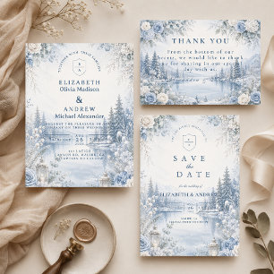 Tarjeta De Agradecimiento Boda Encantadora al Aire Libre en Invierno