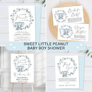 Pegatina Cuadrada Elefante Eucalyptus Baby Boy Shower