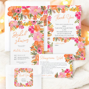 Tarjeta De Recepción Flores naranjas audaces deseando un buen boda