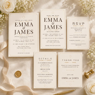 Invitación de boda Elegancia Marfil Suave Editable