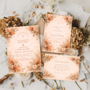 Invitación Boda de Otoño Floral Cálida