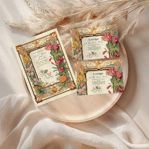 Tarjeta De Agradecimiento Foto: Vintage Floral Art Nouveau Bridal Shower