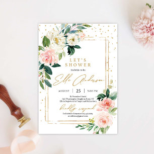 Invitación Borracho boda de oro floral rosa de color BOhemira