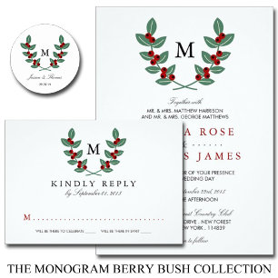 Invitación La colección de Bodas de Berry Bush monograma