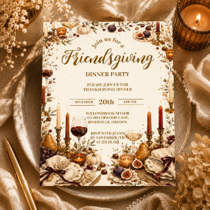 Servilleta De Papel Elegante Friendsgiving con velas acogedoras