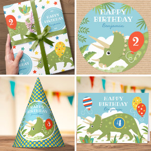 Invitación Cita Cumpleaños Dinosaur Triceratops Nombre Person