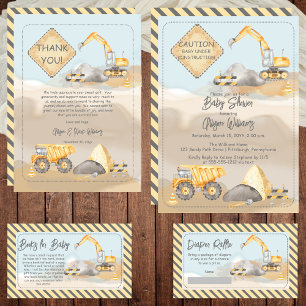 Invitación Camión de construcción Baby Shower
