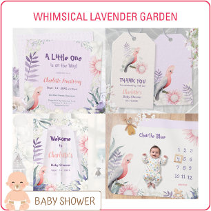 Etiqueta Dirección de devolución de baby shower de lavanda 
