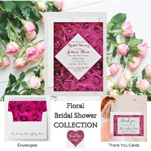 Invitaciones de Desayuno Nupcial con Rosas Rosadas