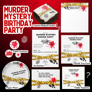 Invitación Cena de cumpleaños misteriosa de asesinato escena 