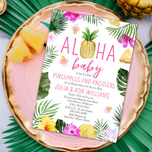 Invitación Pineapples y Pacificadores Baby Shower Luau