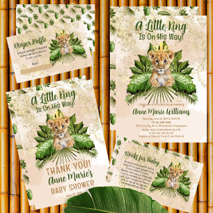 Tarjeta De Recepción Pequeño Lion Cub Tropical Baby Shower Diaper Raffl