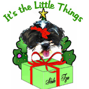 Tarjeta Festiva Regalos de Navidades shih tzu