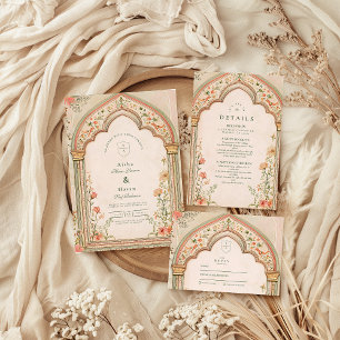 Tarjeta De Agradecimiento Boda islámico floral vintage elegante