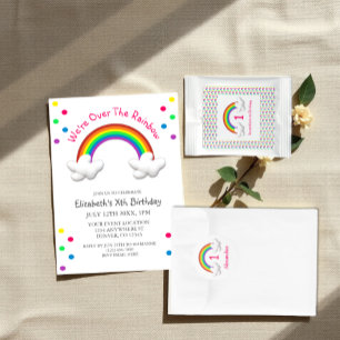Pegatina Redonda Chica arcoiris Cualquier cumpleaños de edad