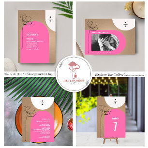 Invitación Monograma Boda floral de arco rosado