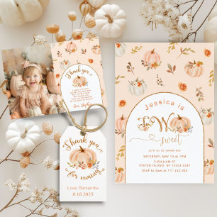 Invitación Chica de oro de calabaza pequeña primer cumpleaños