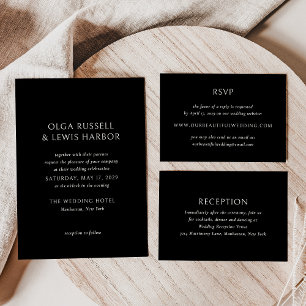 Tarjeta De Recepción Boda moderno negro simple