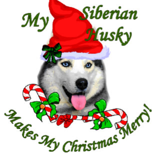 Tarjeta Festiva Regalos de Navidades Husky Siberianos