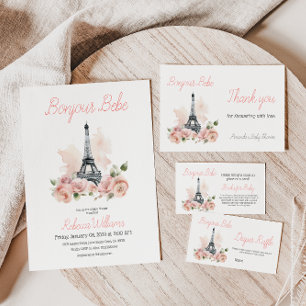 Invitación Paris Bonjour Bebe Paris Floral Baby Shower