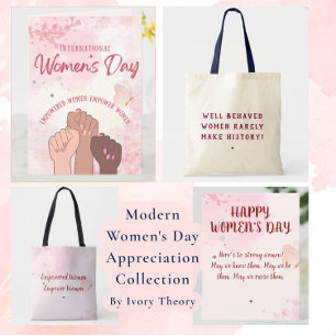 Tarjeta Día Moderno de la Mujer Floral con Acuarela Rosa