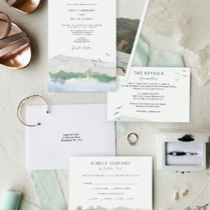 Invitaciones Tri-Fold Boda de Mountain Lake RSVP
