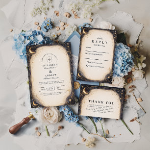 Tarjeta De Agradecimiento Boda Celestial Oscura
