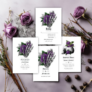 Invitación Cena gótica floral morada y negra