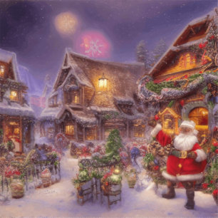 Póster Santa En El Paisaje De La Localidad De Los Navidad