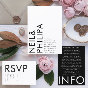 Tarjeta De Recepción Boda de detalles de Big Bold Names ultramodernos