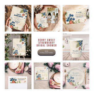 Invitación Boho Berry Sweet Strawberry Bridal Shower