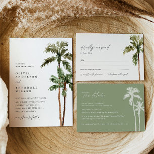 Invitación Boda Tropical con Palmeras Destino 