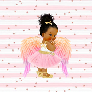 Invitación Chica afroamericana Ballerina Baby Shower