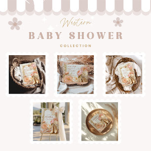 Invitación Con Relieve Metalizado Boho Cowgirl Tema occidental Baby Shower
