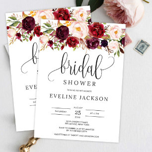 Invitación Marsala burgundy color rosa rosa aumento y brillo 