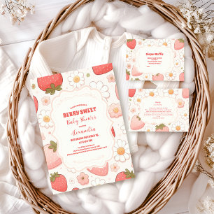 Tarjeta De Recepción Fresa Berry Sweet Baby Shower Diapper Raffle