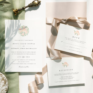 Invitación Petite Bouquet Wedding Invitation   Peach