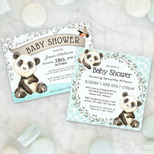 Invitación Juego de bingo de Cute Panda Bears Baby Shower