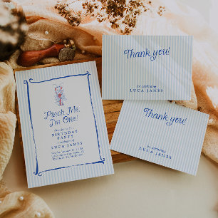 Invitación Pellízcame Cumplo Un Año Langosta Azul Vintage Cum
