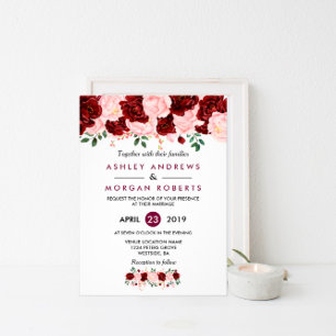 Invitación a la boda: Floral azul de la Marina Bor
