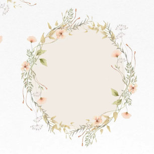 Invitación Peach and Green Wildflowers Wreath Couples Shower