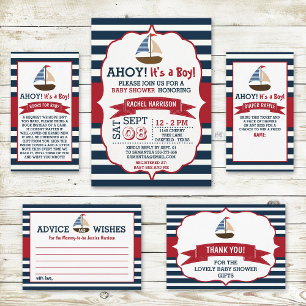 Postal ¡Ahoy es un chico! Nautical Bot Baby Gracias